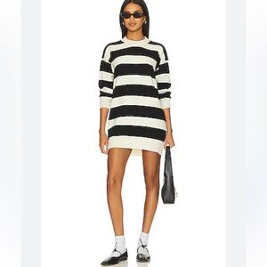 Line & Dot Edith Striped Mini Dress in Black and White